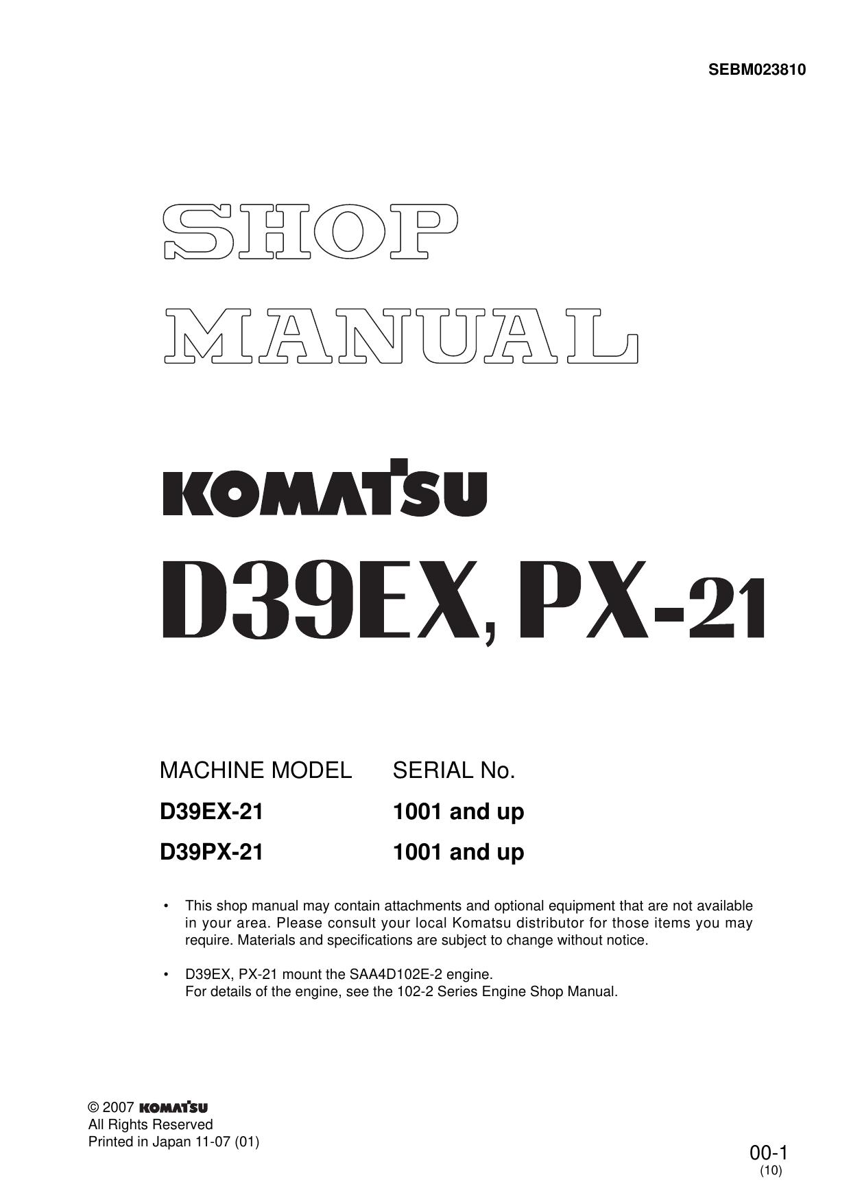 D39EX-21 D39PX-21 Shop Manual
